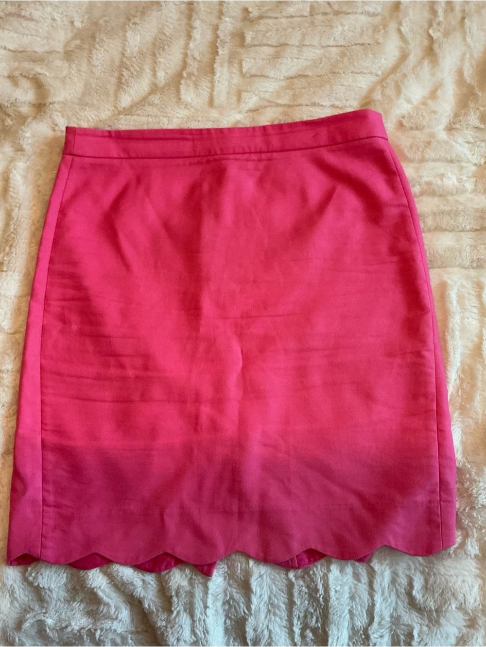 J. Crew Hot Pink Scallop Hem Pencil Skirt